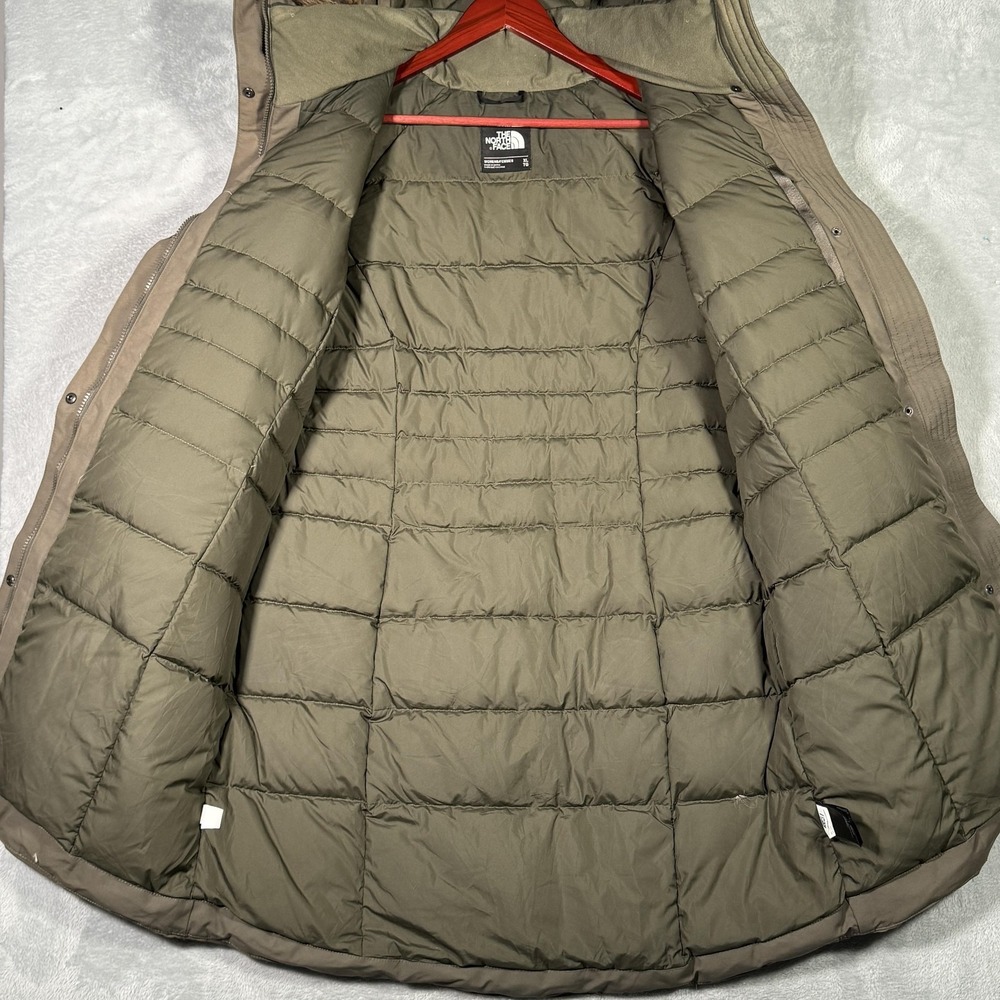 North Face Parka Coat Womens XL Brown 550 Down DryVent Fur Outer Buroughs - Picture 6 of 13